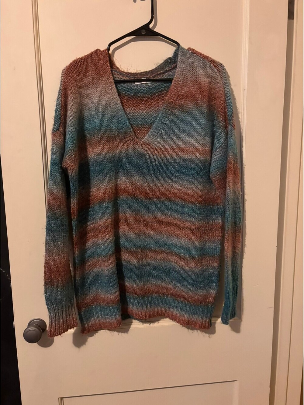 Maurices Women's Striped V-Neck Sweater Size L